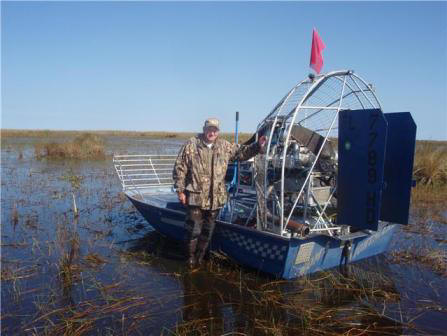 Guided duck hunting from an airboat